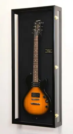 Guitar Display Case Black & White LED Light Gibson Fender Rack Wood Wall Cabinet