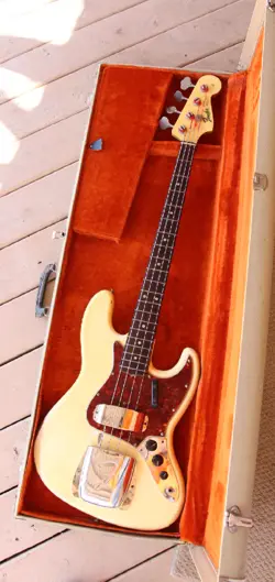 1964 FENDER JAZZ BASS CUSTOM COLOR WHITE W/ MATCHING HEADSTOCK AMAZING TONE