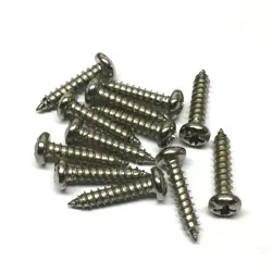 001-9673-049 (12) GENUINE FENDER NICKEL PAN HEAD MOUNTING SCREWS FOR P BASS