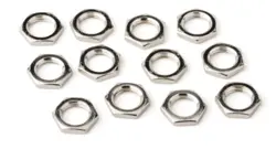 005-3479-049 FENDER AMPLIFIER JACK NUTS, HEX 7/16 - 20 X 1/8, NICKEL (12)