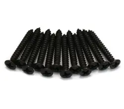 (12) GENUINE FENDER BLACK BASS BRIDGE/STRAP BUTTON MOUNTING SCREWS 003-6822-049