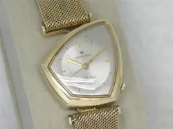 10K GF HAMILTON ALTAIR W/ ORIGINAL BAND MODEL 505 ELECTRIC WRIST WATCH, RUNNING!