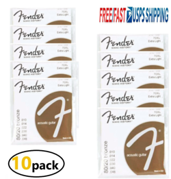 10 SETS FOR FENDER 70XL 20/80 BRONZE EXTRA LIGHT ACOUSTIC GUITAR STRINGS (10-48)