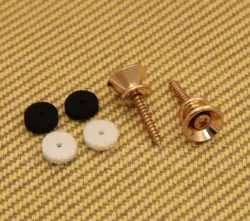 001-8916-049 GENUINE FENDER ORIGINAL GOLD STRAP BUTTON KIT W/ FELTS GUITAR/BASS