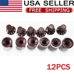 12PCS CHOCOLATE BROWN GUITAR AMP KNOB AMPLIFIER SKIRTED KNOBS FOR FENDER
