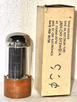 1959 NOS BROWN BASE JAN-CHY-5Y3WGTA MILITARY SPECS TUBE FOR FENDER CHAMP AMP