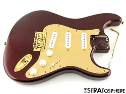 FENDER SQUIER 40TH ANNIV. STRAT STRATOCASTER GOLD LOADED BODY, RUBY RED METALLIC