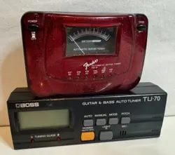 FENDER AG-6 & BOSS TU-70 GUITAR & BASS TUNERS LOT AUTOMATIC VINTAGE