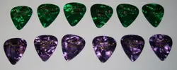 12PC. FENDER 351 SHAPE PREMIUM CELLULOID PICKS MEDIUM PURPLE/GREEN MOTO