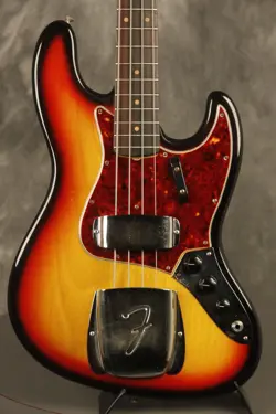 1964 PRE-CBS FENDER JAZZ BASS REFINISHED SUNBURST W/ORIG. WHITE HARDSHELL CASE