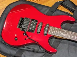 HAMER 1990'S CENTAURA METALLIC RED SPARKLE KOREAN VINTAGE GUITAR, FENDER GIG BAG