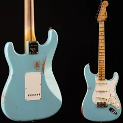 FENDER CUSTOM SHOP LTD 57 STRATOCASTER GOLD HARDWARE RELIC FADED DAPHNE BLUE 074