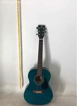 J. REYNOLDS BLUE ACOUSTIC GUITAR WITH FENDER CASE AND LEARNING BOOKLETS