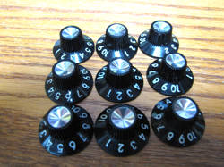 1963-67 FENDER BLACKFACE  AMPLIFIER KNOBS  MINT !!!.........(SOLD INDIVIDUALLY)