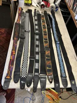 10 GUITAR STRAP LOT VINTAGE USED LEVYS, FENDER,DUNLOP, PLANET WAVES, STAGG #2