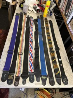 10 GUITAR STRAP LOT VINTAGE USED LEVYS, FENDER, CARVIN, PLANET WAVES #4