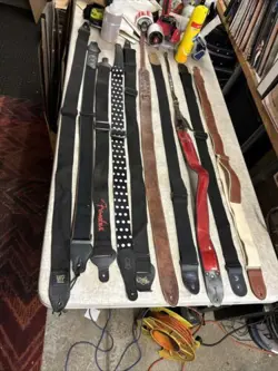 10 GUITAR STRAP LOT VINTAGE USED LEVYS FENDER, PLANET WAVES, OLD VINYL SPARKLE#7