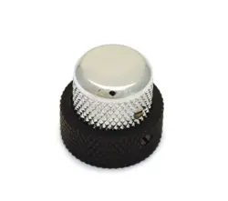 (1) GENUINE FENDER BLACK/CHROME STACKED KNOB FOR '62 JAZZ BASS 001-9503-000