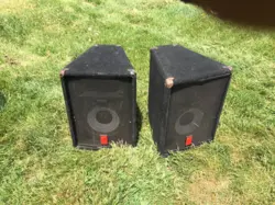 PAIR OF FENDER 110-ELC FULL RANGE SPEAKERS CARPETED WEDGE MONITORS