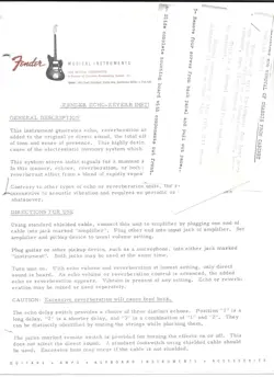 1960S FENDER ECHO-REVERB INSTRUCTIONS & SCHEMATIC