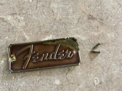 1950S FENDER METAL BADGE CASE GUITAR BASS LOGO