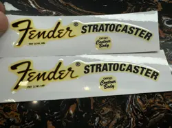 2Pcs Fender Custom Shop Guitar Bass Headstock Vinyl UV Waterproof Sticker Decals