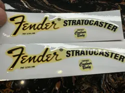2Pcs Fender Custom Shop Guitar Bass Headstock Vinyl UV Waterproof Sticker Decals
