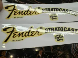 2Pcs Fender Custom Shop Guitar Bass Headstock Vinyl UV Waterproof Sticker Decals