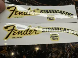 2Pcs Fender Custom Shop Guitar Bass Headstock Vinyl UV Waterproof Sticker Decals