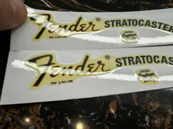 2Pcs Fender Custom Shop Guitar Bass Headstock Vinyl UV Waterproof Sticker Decals