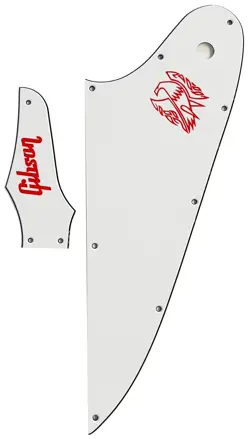 RED LOGO 3 PLY WHITE PICKGUARD GUITAR FOR GIBSON FIREBIRD & TRUSS ROD COVER