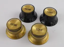 GOLD CAP BELL REFLECTOR KNOBS TOP HAT 24 SPLINE 2 COLOURS FOR GIBSON GUITARS