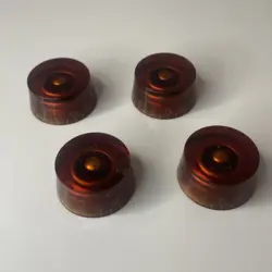 GIBSON STYLE GUITAR AMBER SPEED KNOBS VOLUME AND TONE CONTROL LOT OF 4