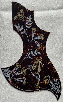 SELF ADHENSIVE PICKGUARD FOR GIBSON HUMMINGBIRD ACOUSTIC GUITRAR BROWN TORTOISE