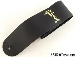 GIBSON BLACK LEATHER GUITAR STRAP, 1960S LES PAUL STANDARD 60S DOUBLE TROUBLE