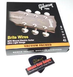 GIBSON LES PAUL GUITAR STRINGS 9/42 LIGHT GAUGE BRITE WIRES PARTS CUSTOM NOS