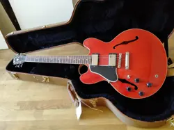 ELECTRIC ACOUSTIC GUITAR GIBSON ES-335 LEFT HANDED 2014 RED WITH HARD CASE