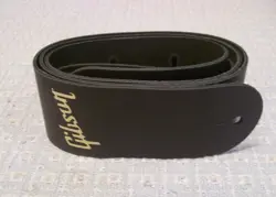 UNUSED GIBSON LEATHER GUITAR STRAP - GOLD LOGO