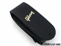 GIBSON LEATHER GUITAR STRAP, BLACK GOLD LOGO LES PAUL SPECIAL P-90 MODEL