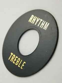 AGED ROUND BLACK RHYTHM TREBLE TOGGLE SWITCH PLATE FOR 1956 LES PAUL GIBSON