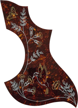 HUMMINGBIRD PICKGUARD COMPATIBLE W/GIBSON ACOUSTIC GUITAR, ADHESIVE BACK, TORTOI