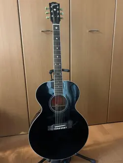 GIBSON STYLE BLACK ORCHESTRA ACOUSTIC GUITAR ROSEWOOD FRETBOARD STAR INLAY USED