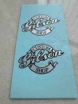 2PCS GIBSON CUSTOM SHOP GUITAR BASS WATERSLIDE TRANSFER HEADSTOCK DECALS STICKER