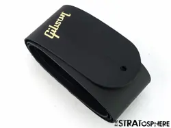 GIBSON BLACK LEATHER GUITAR STRAP, FOR SG MODERN GOLD LOGO.