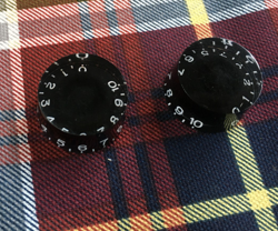 TWO BLACK GIBSON LES PAUL GUITAR SPEED KNOBS~ SG, ES, CUSTOM SHOP, 2, PAIR