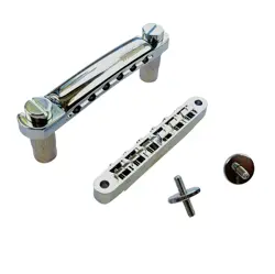 WILKINSON TUNE-O-MATIC BRIDGE W/ M4 POSTS   TAILPIECE GIBSON LES PAUL, CHROME