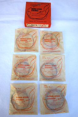 VINTAGE GIBSON MONA-STEEL STRINGS NO 240 6 UNUSED GUITAR STRINGS HANDMADE