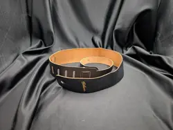 VINTAGE GIBSON 1970'S BLACK LEATHER GUITAR STRAP