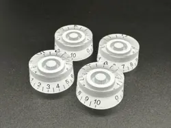 4 GUITAR BASS SPEED KNOBS WHITE CLEAR SET FOR LES PAUL GIBSON EPIPHONE PRS