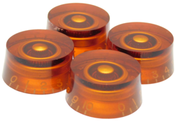 AMBER RECESSED SPEED KNOB SET FOR GIBSON USA LES PAUL